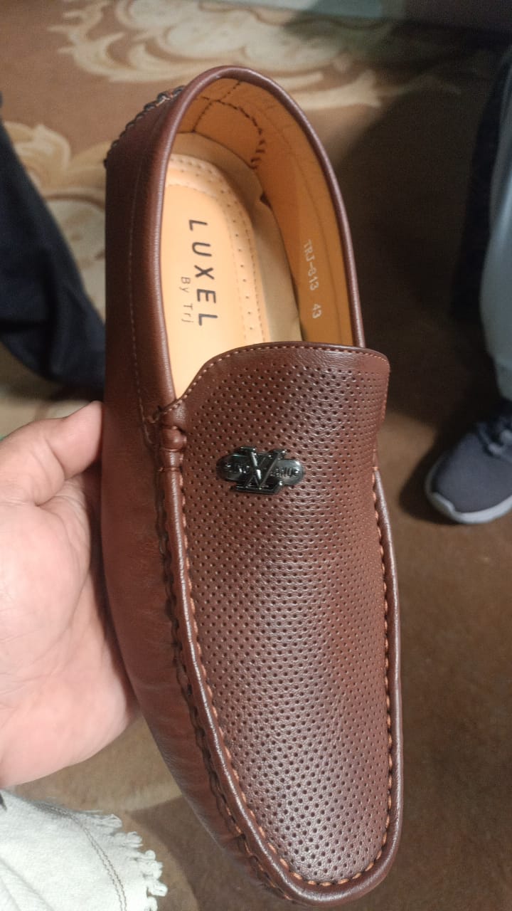 Luxel brown perforated leather loafer