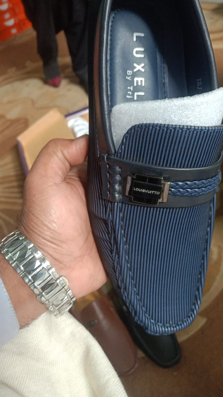 Luxel navy textured loafer with metal clasp