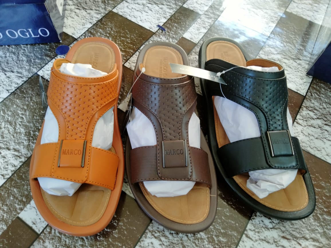 Marco Oglo buckle slides — tan, brown and black