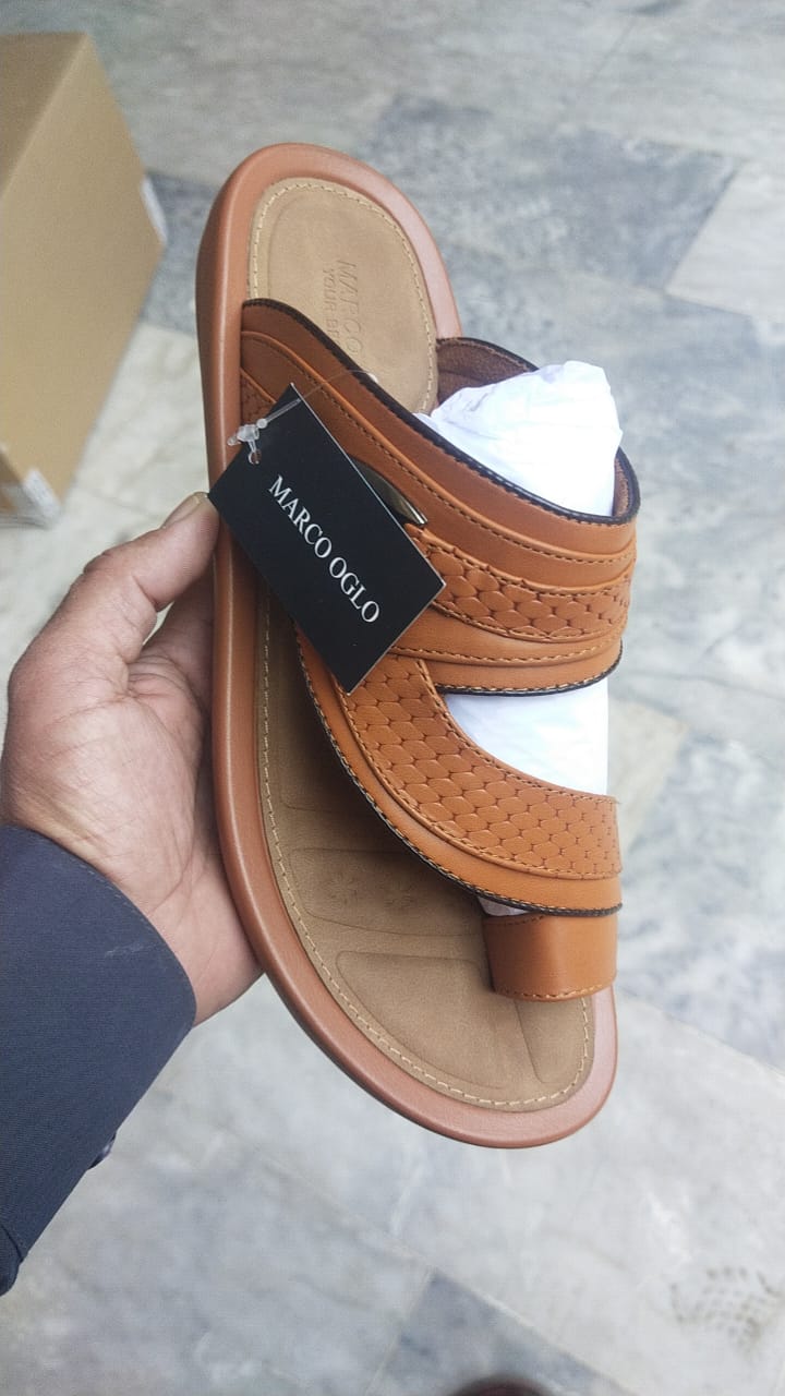 Marco Oglo tan woven leather toe-post sandal