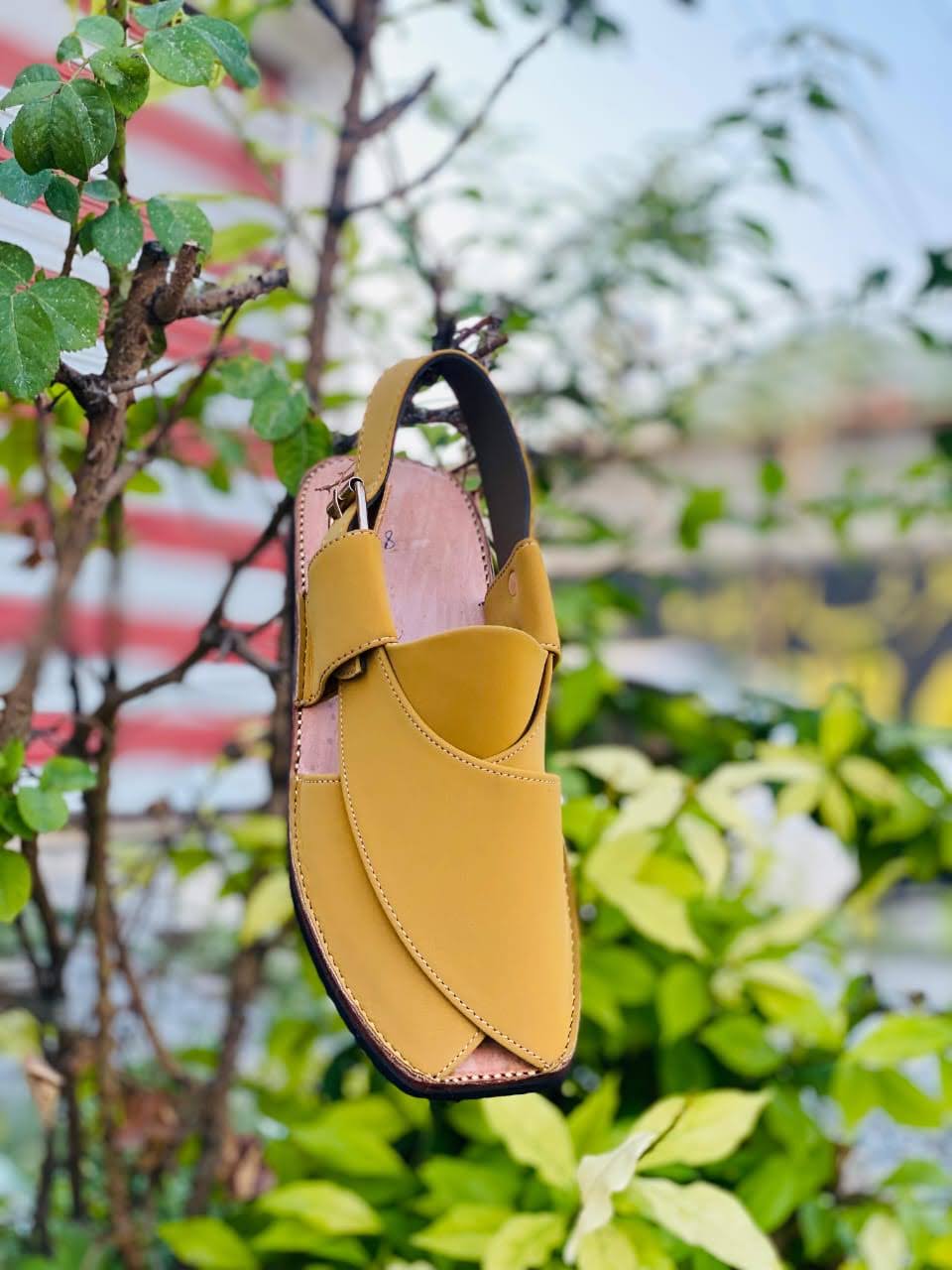 Handcrafted yellow Peshawari sandal