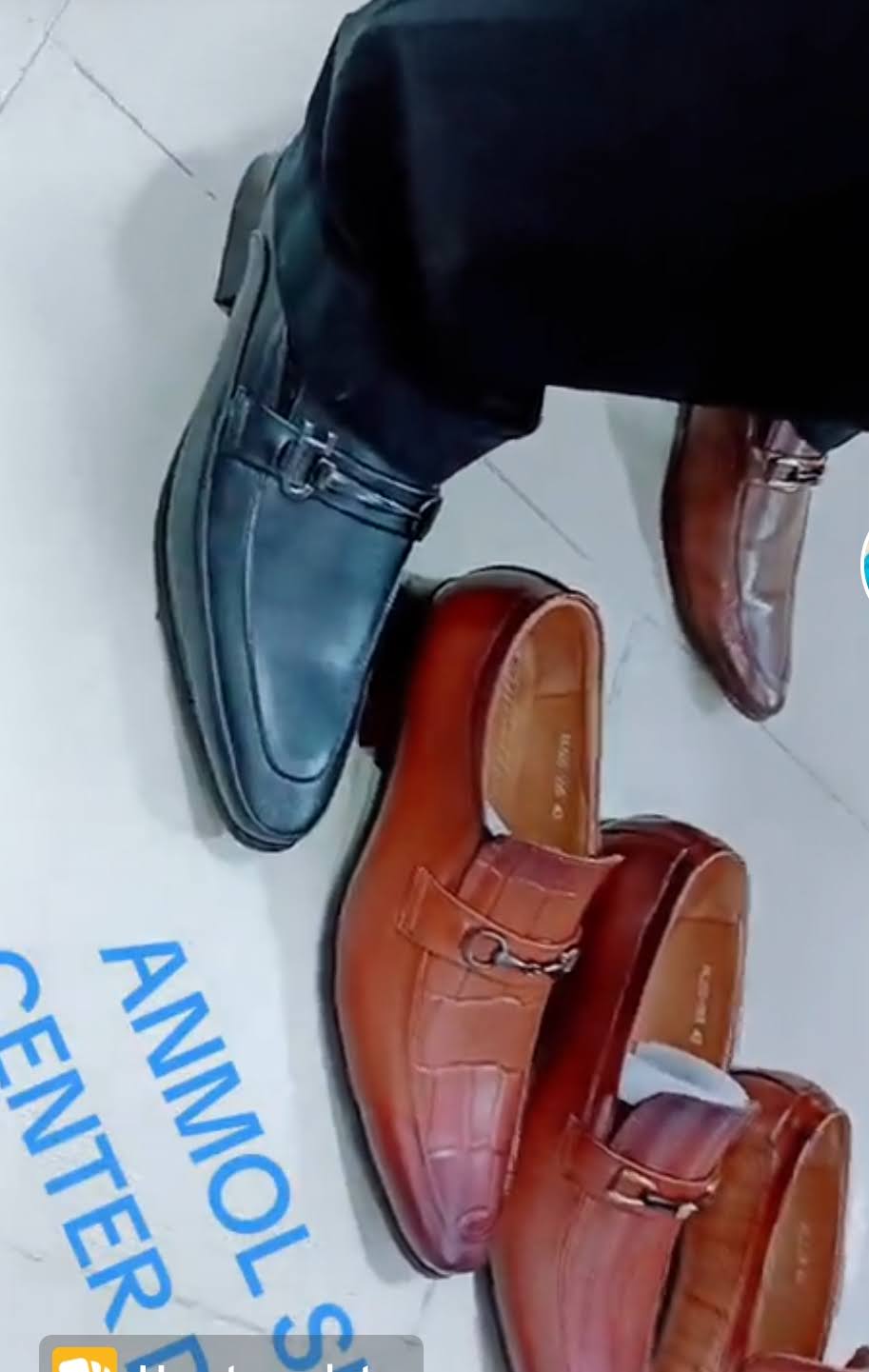 Premium blue and tan leather loafers