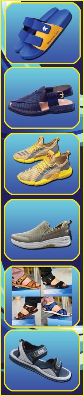 Footwear collection — sandals, sneakers and slides