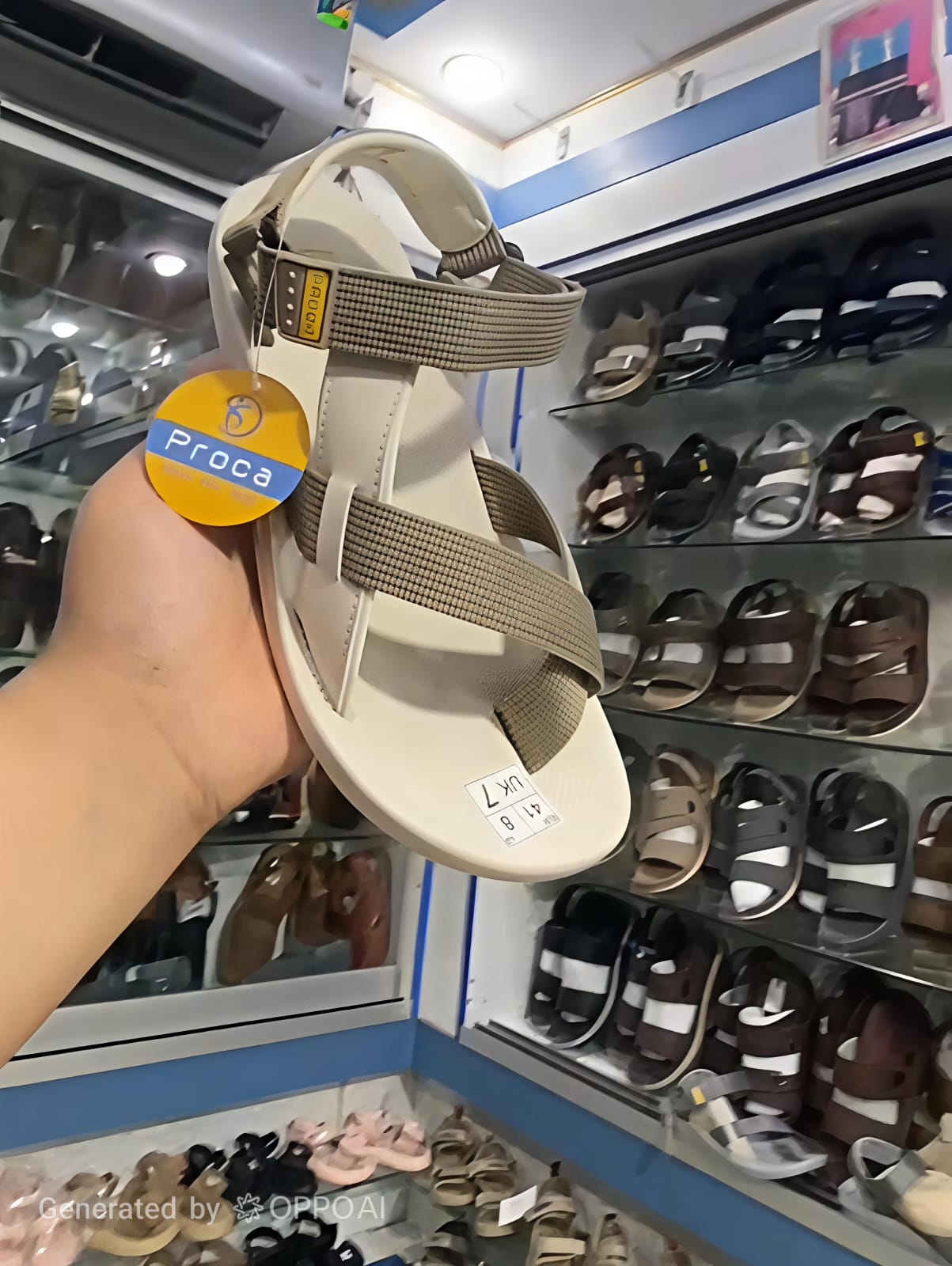 Proca cream sport sandal with adjustable straps