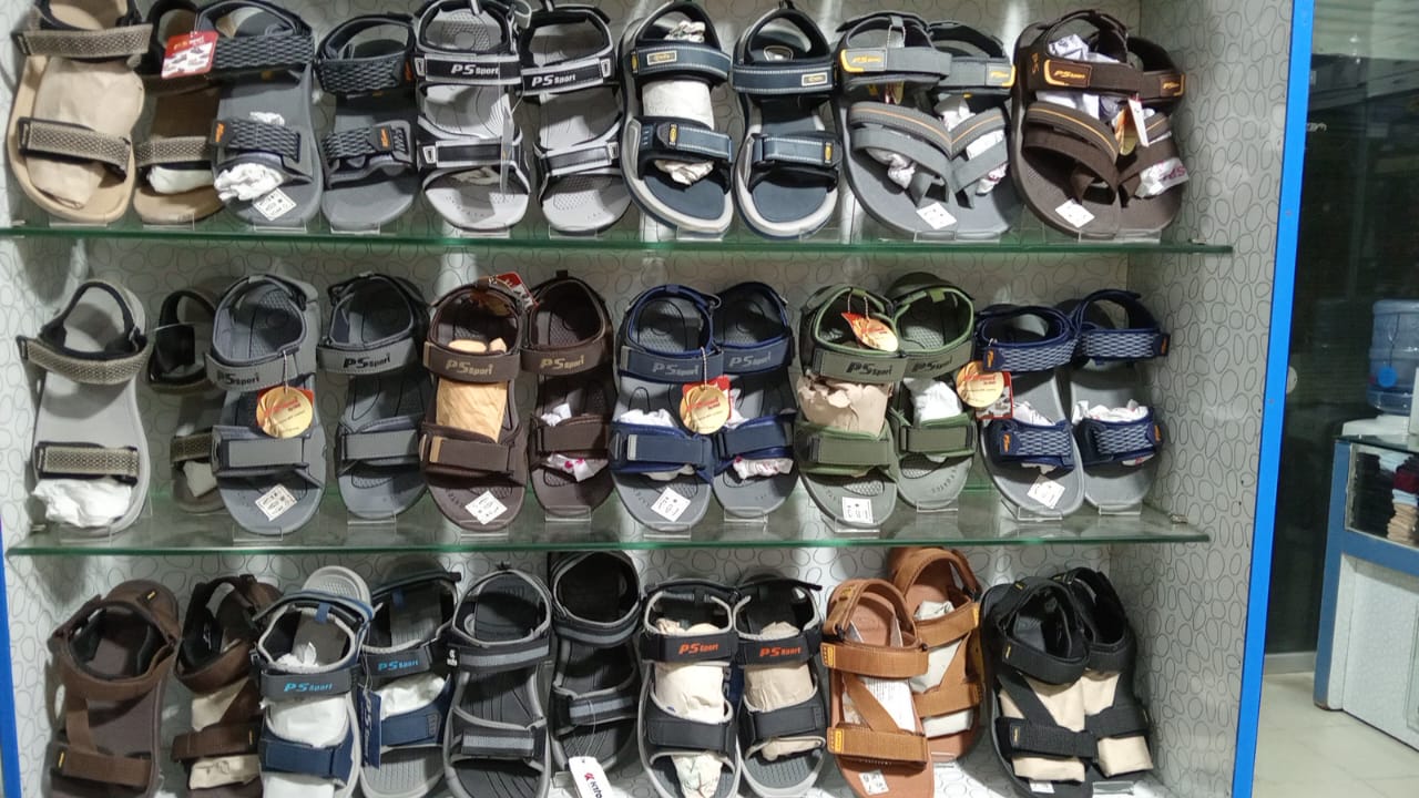In-store sport sandals wall display — PS Sport collection