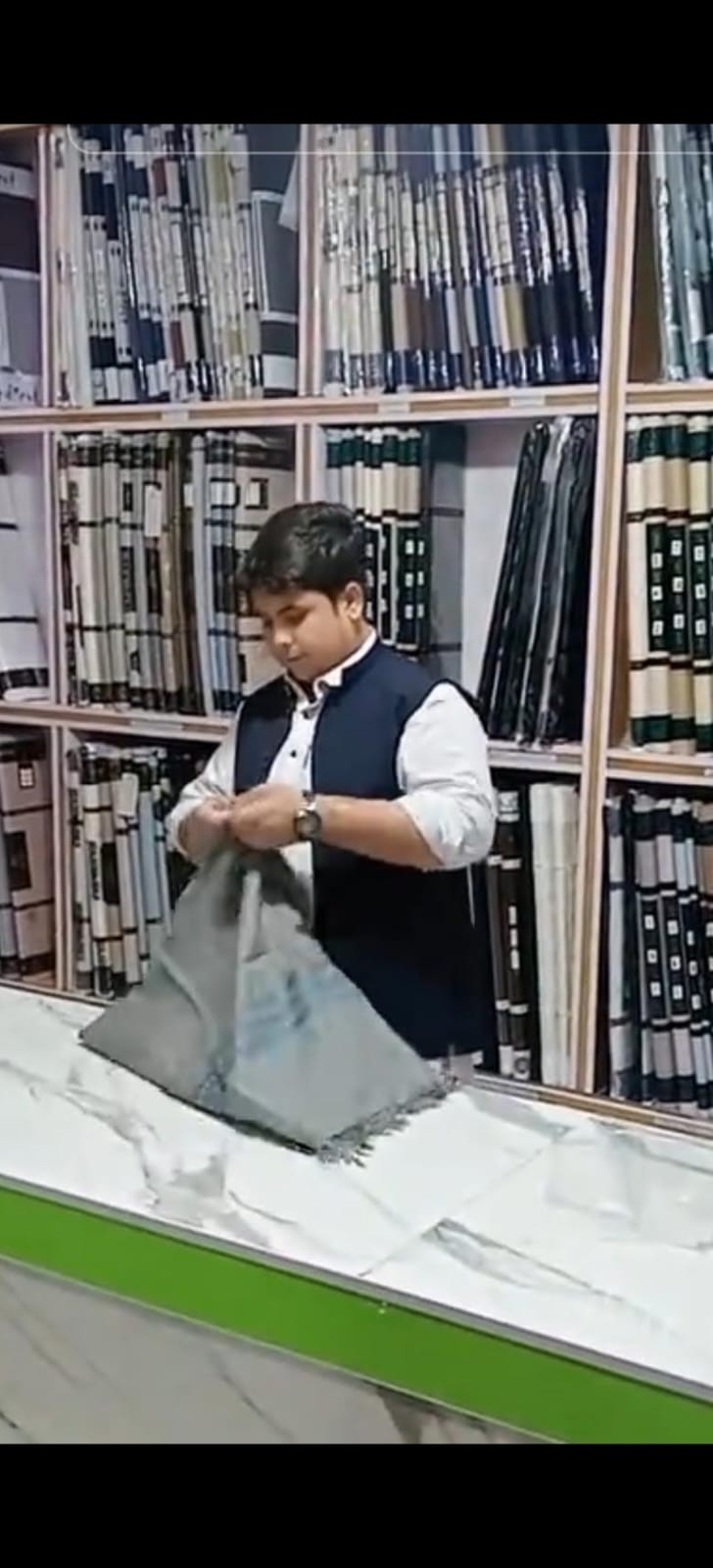 Premium fabric selection in store