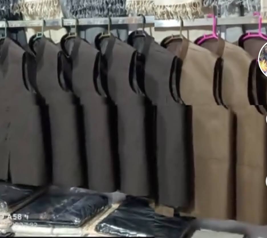 Brown and tan waistcoats on display
