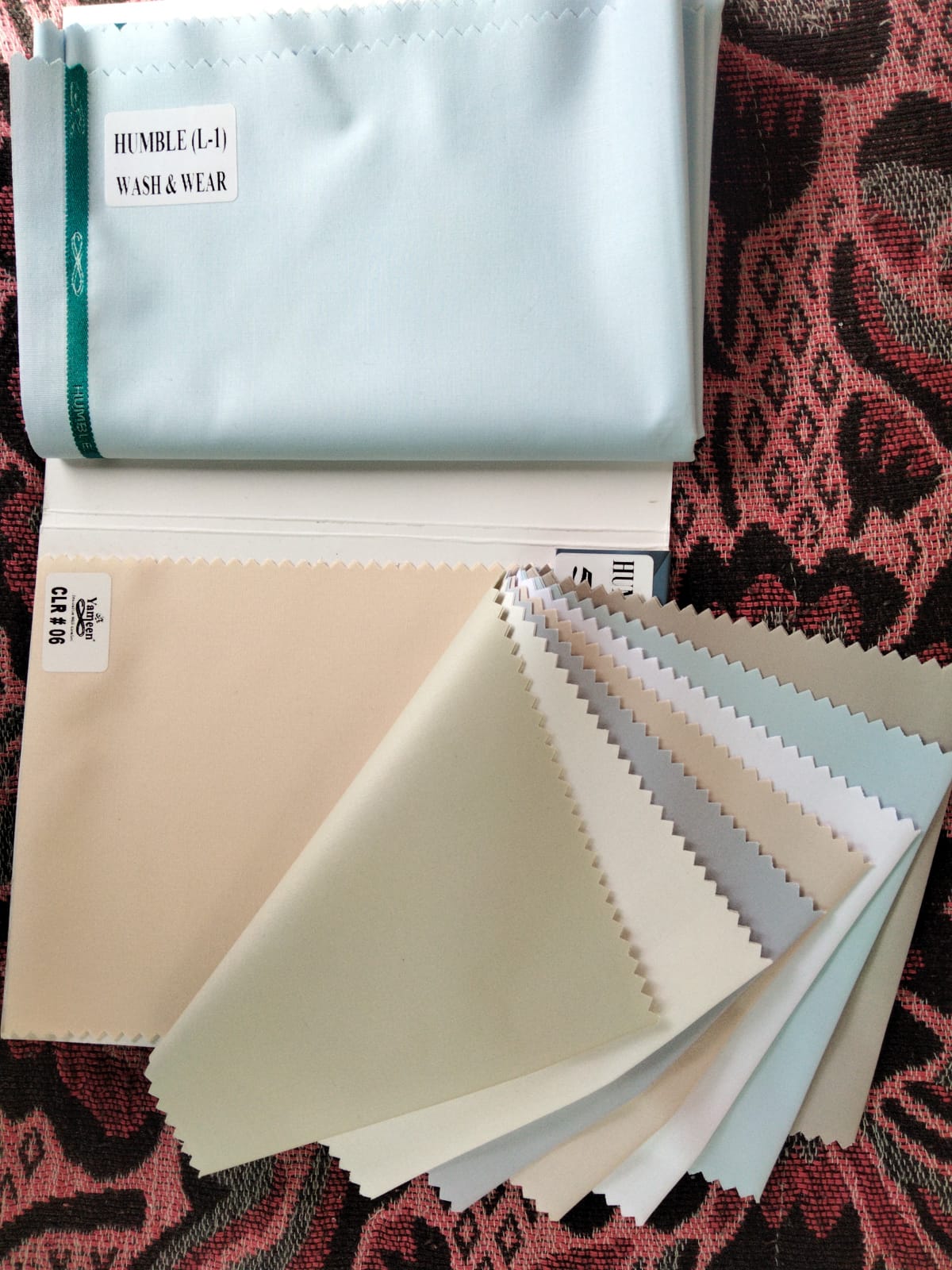 Yameen Humble L-1 wash & wear fabric — pastel shades