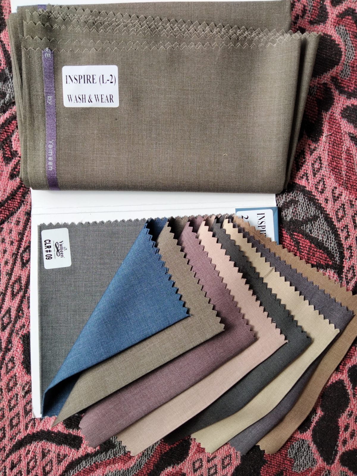 Yameen Inspire L-2 wash & wear fabric — earth tones