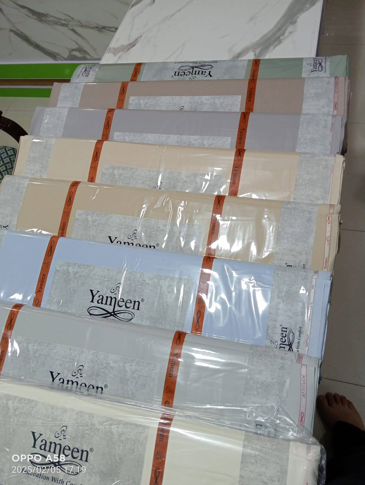Yameen fabric stack — multiple shades
